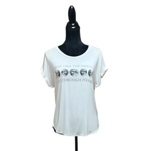 Rebel Society Moon Phases Graphic Tee Relaxed Fit White Top Size Medium M Shirt